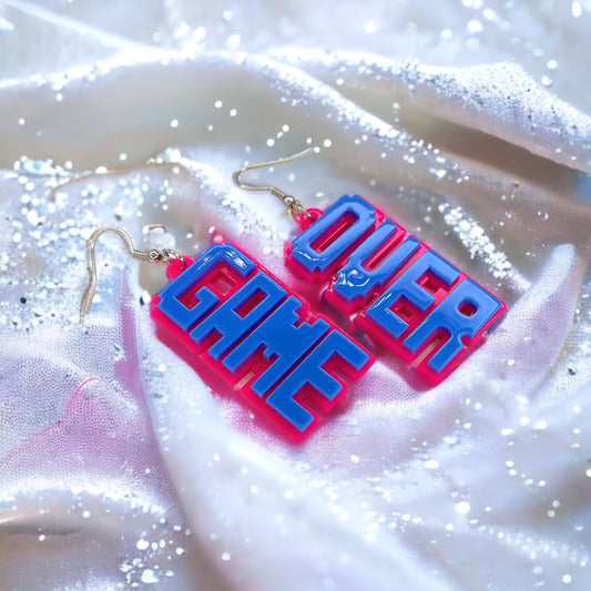 Game Over Earrings - 80’s Retro, Game Console, Game Over, Cartoon Character, Retro Video Game, Handmade Earrings - Rhythms of Grace Creative