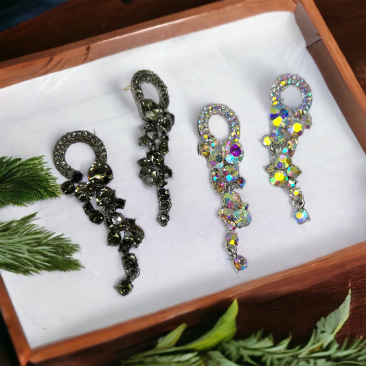Rhinestone Earrings - Crystal Earrings, Black Rhinestone Earrings, New Years Eve, Prom Accessories