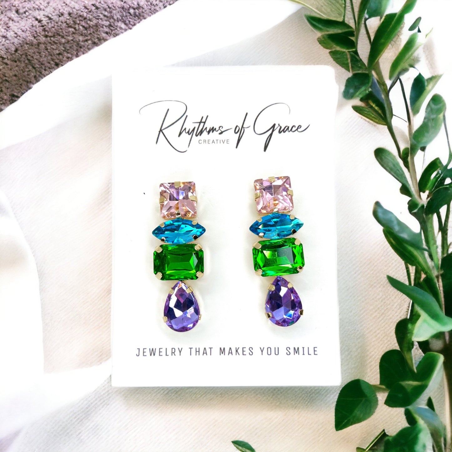 Sparkle in Style: Pastel Rhinestone Drop Earrings - Rhythms of Grace Creative