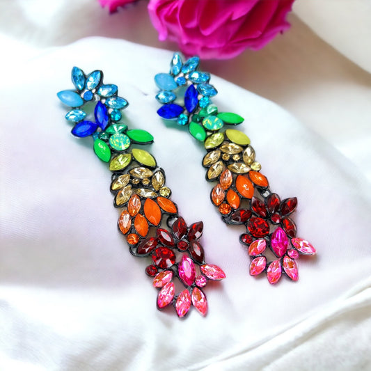 Sparkle & Shine: Rhinestone Rainbow Drop Earrings 🌈 - Rhythms of Grace Creative