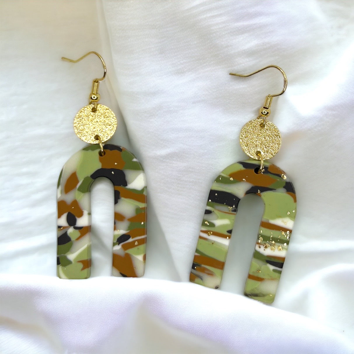 Camo Drop Earrings - Camouflage Earrings, Hunter Green, Hunting Accessories Camping Earrings, Sportsman Paradise, Country Princess, Adventure Seeker - Rhythms of Grace Creative