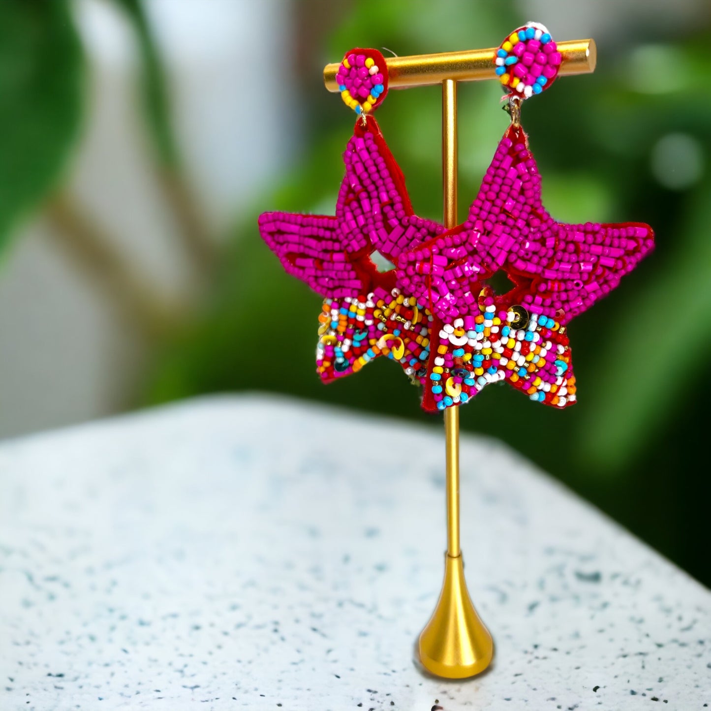 Hot Pink Beaded Star Earrings – Summer Vibes & Sparkly Style! - Rhythms of Grace Creative