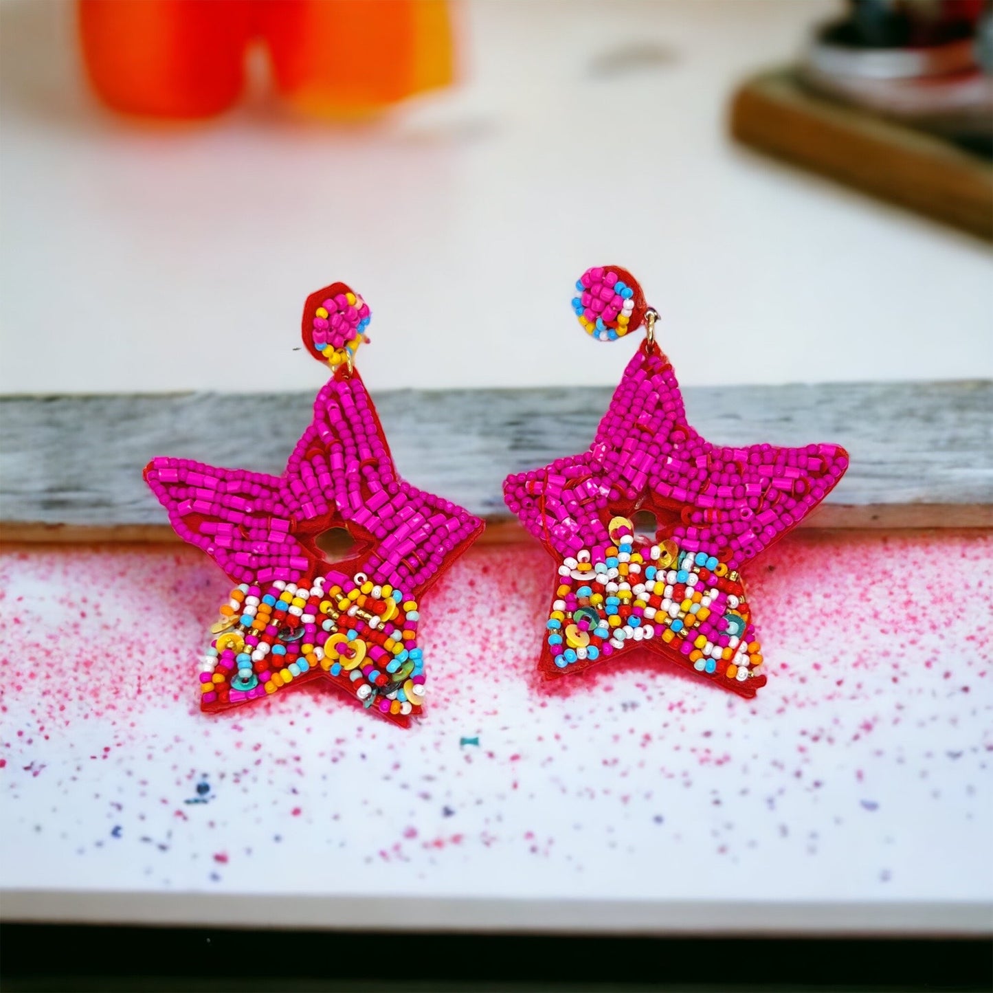 Hot Pink Beaded Star Earrings – Summer Vibes & Sparkly Style! - Rhythms of Grace Creative