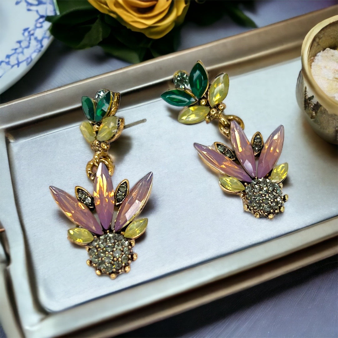 Garden Glam – Rhinestone Flower Earrings That Wow - Rhythms of Grace Creative