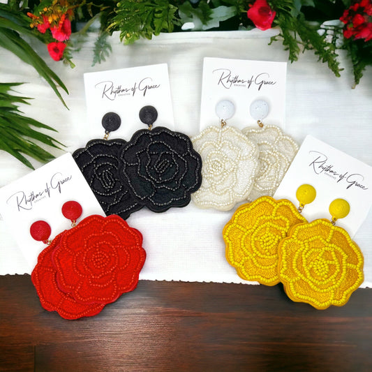 Charming Beaded Flower Earrings - Bohemian Chic, Perfect for Kentucky Derby & Gifts! - Rhythms of Grace Creative