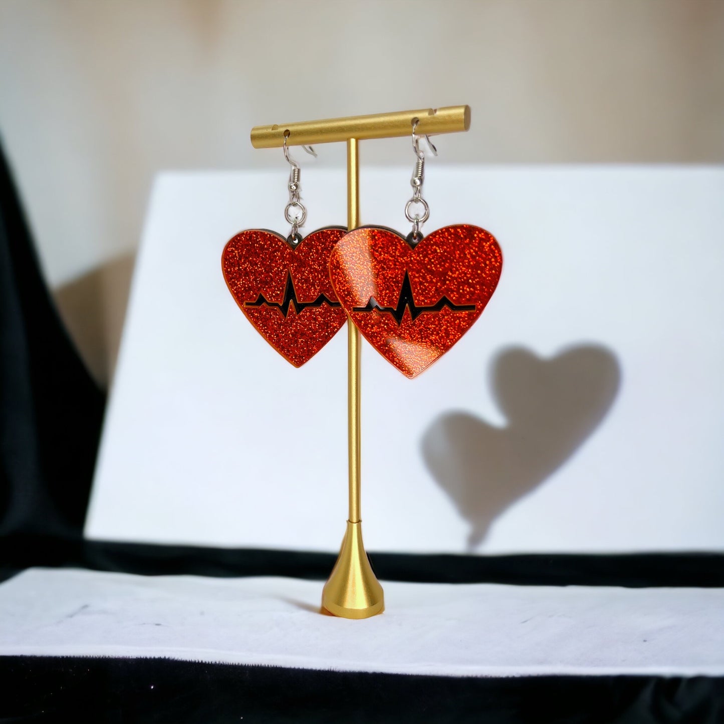 Heartfelt Elegance: Dazzling Red Heartbeat Earrings for the Passionate Professional! - Rhythms of Grace Creative