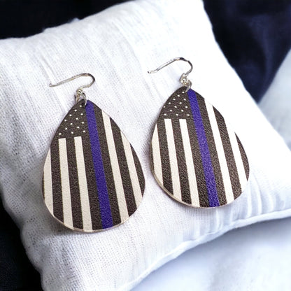 Back the Blue Earrings - Police Support, Police Earrings, Black and Blue Flag, Flag Earrings, Police Flag