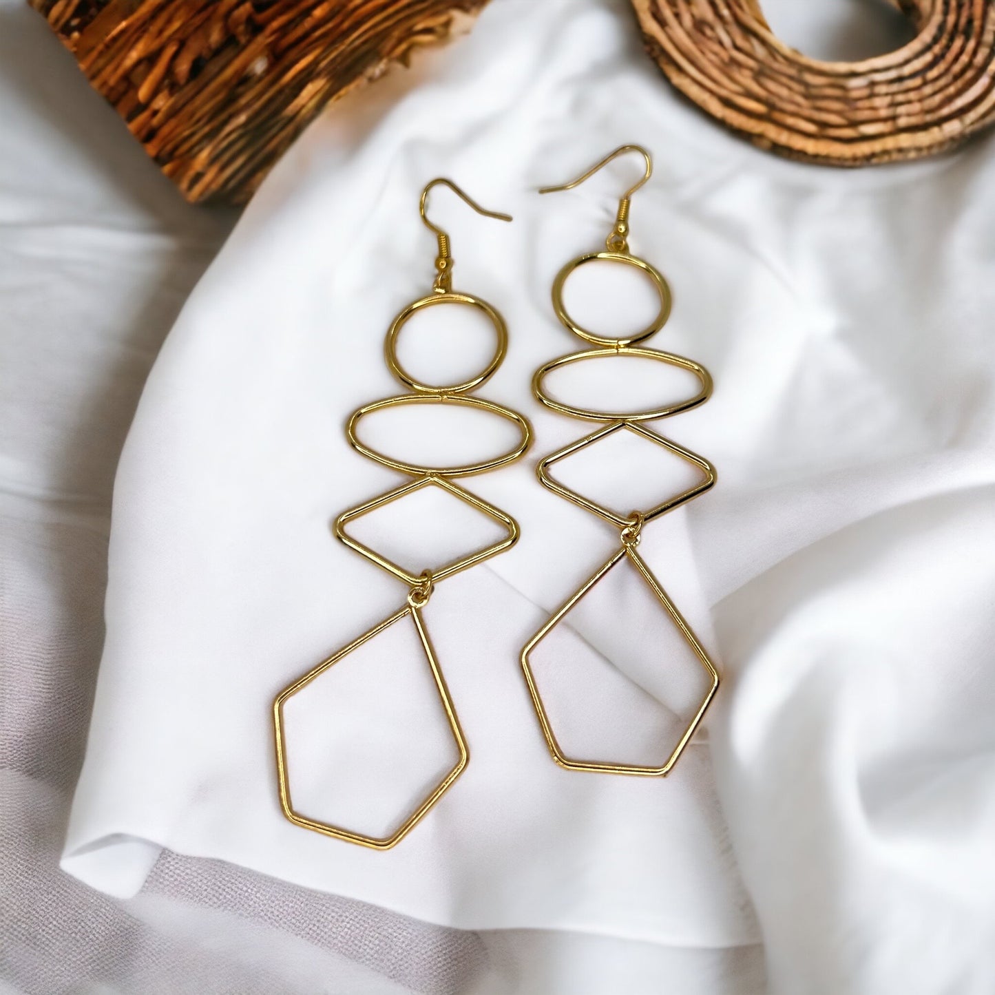 Gold Drop Earrings - Dangle Earrings, Boho Chic, Bohemian Earrings, Gold Dangle - Rhythms of Grace Creative