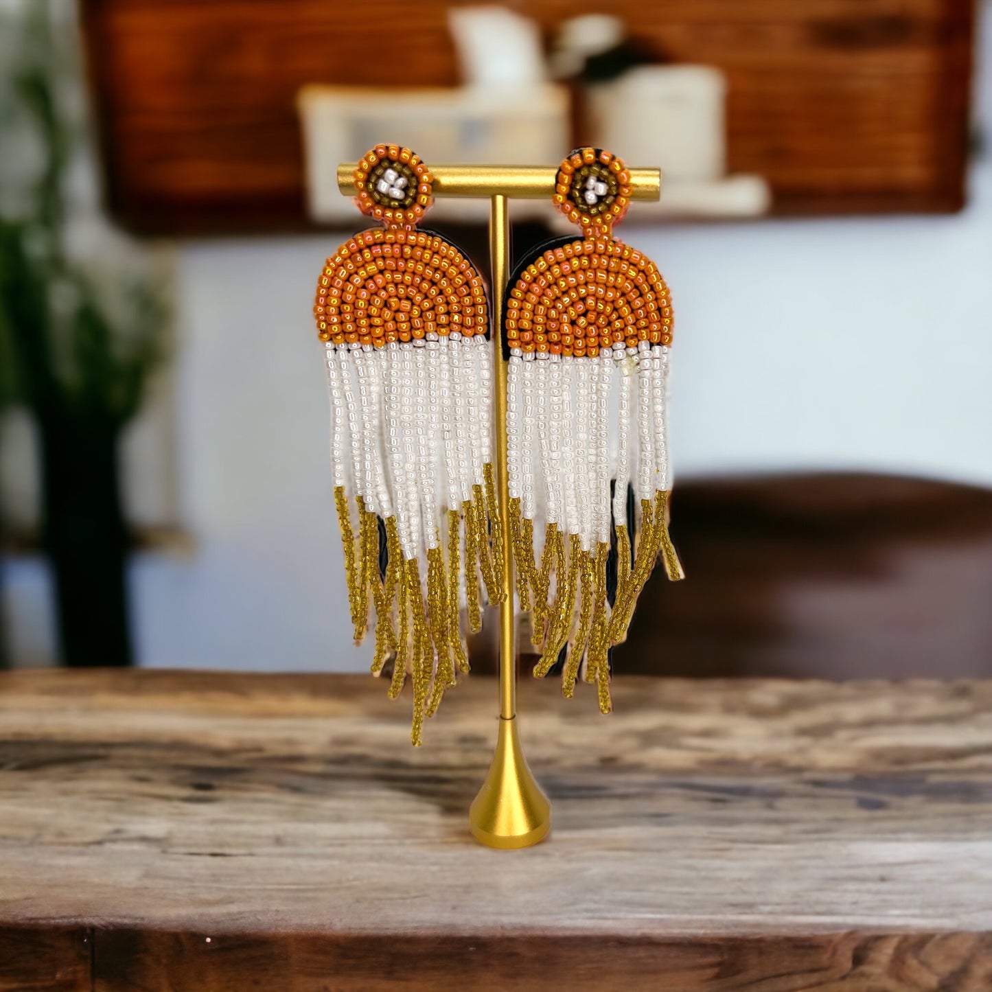 Autumn Beaded Boho Earrings - Fall Earrings, Autumn Accessories, Beaded Earrings, Boho Accessories, Fall Jewelry - Rhythms of Grace Creative
