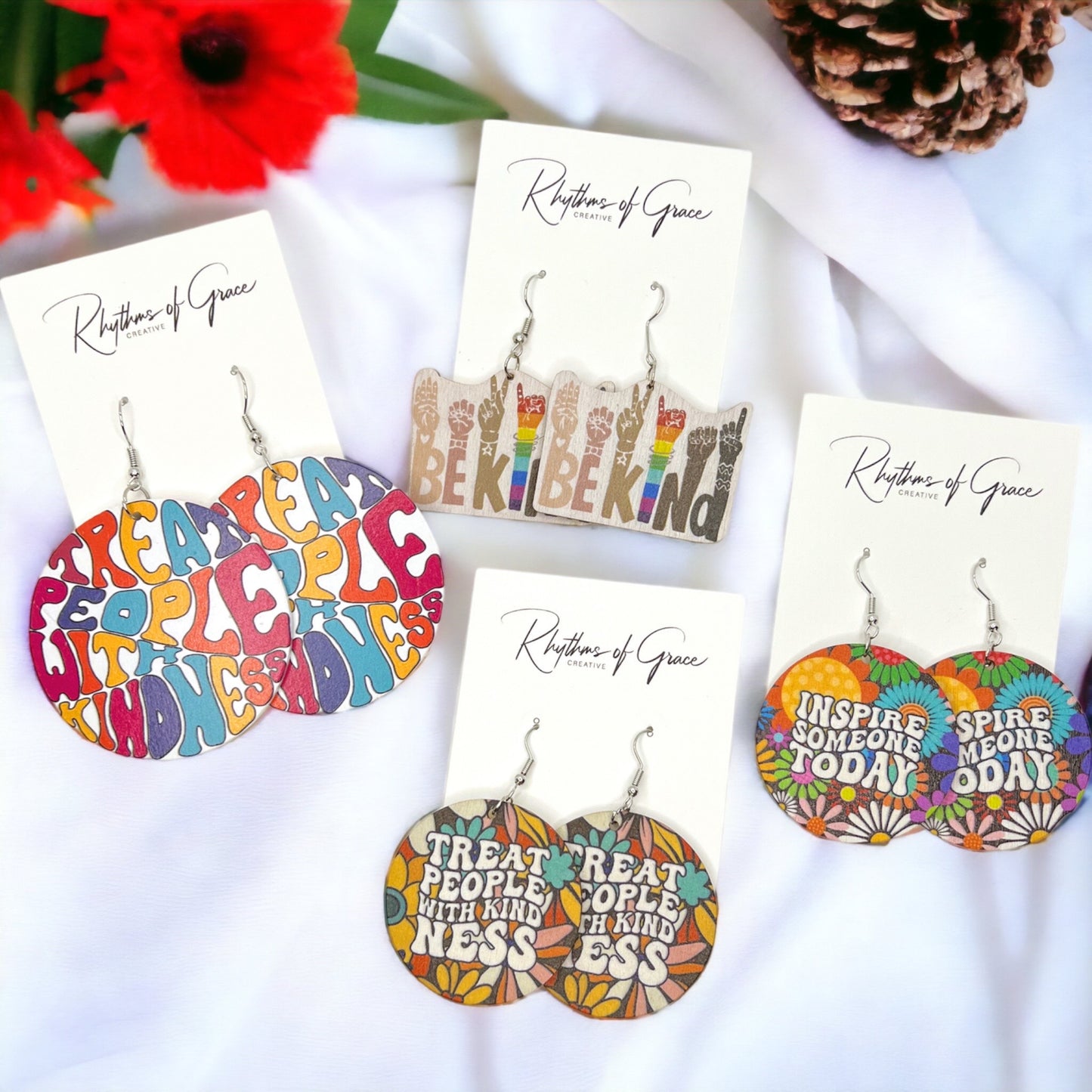 Kindness Earrings Collection: Spread Love & Positivity! 🌈 - Rhythms of Grace Creative