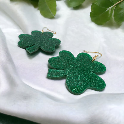 Shamrock Earrings - Four Leaf Clover, Clover Earrings, Saint Patrick's Day, Green Earrings, Lucky Earrings, St. Patrick's Day