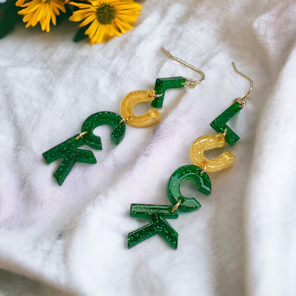 Lucky Earrings - Horseshoe Earrings, Green Earrings, Saint Patrick's Day, Green Accessories, Lucky Earrings, St. Patrick's Day
