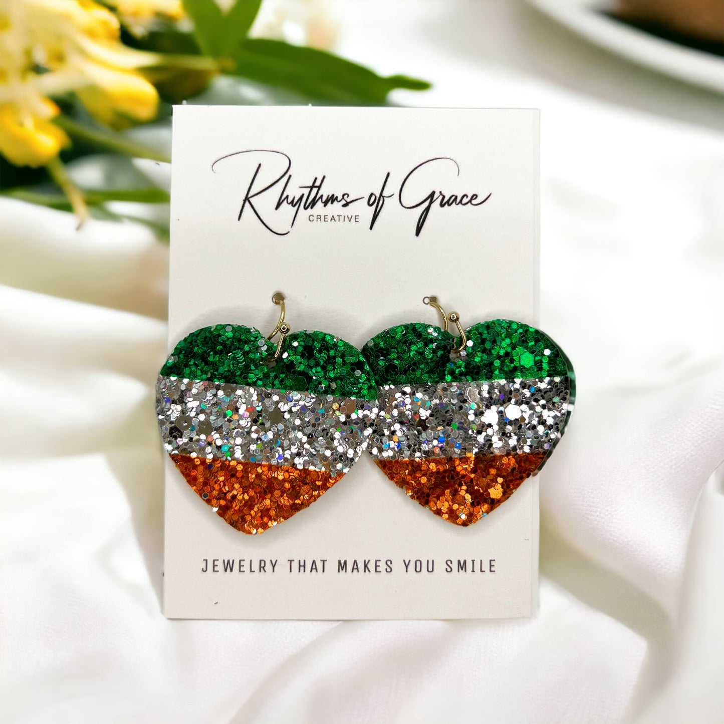Irish Flag Heart Earrings - Wear Your Heritage with Flair! 🍀 - Rhythms of Grace Creative