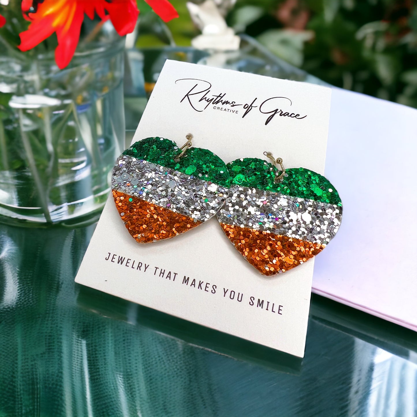 Irish Flag Heart Earrings - Wear Your Heritage with Flair! 🍀 - Rhythms of Grace Creative