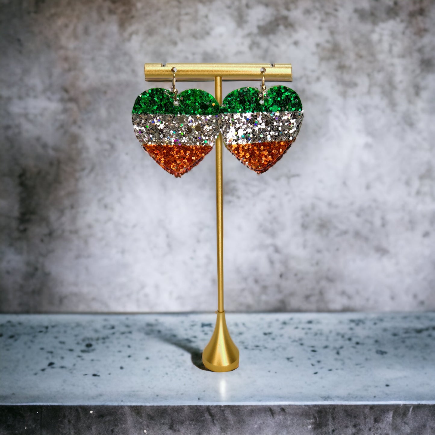 Irish Flag Heart Earrings - Wear Your Heritage with Flair! 🍀 - Rhythms of Grace Creative
