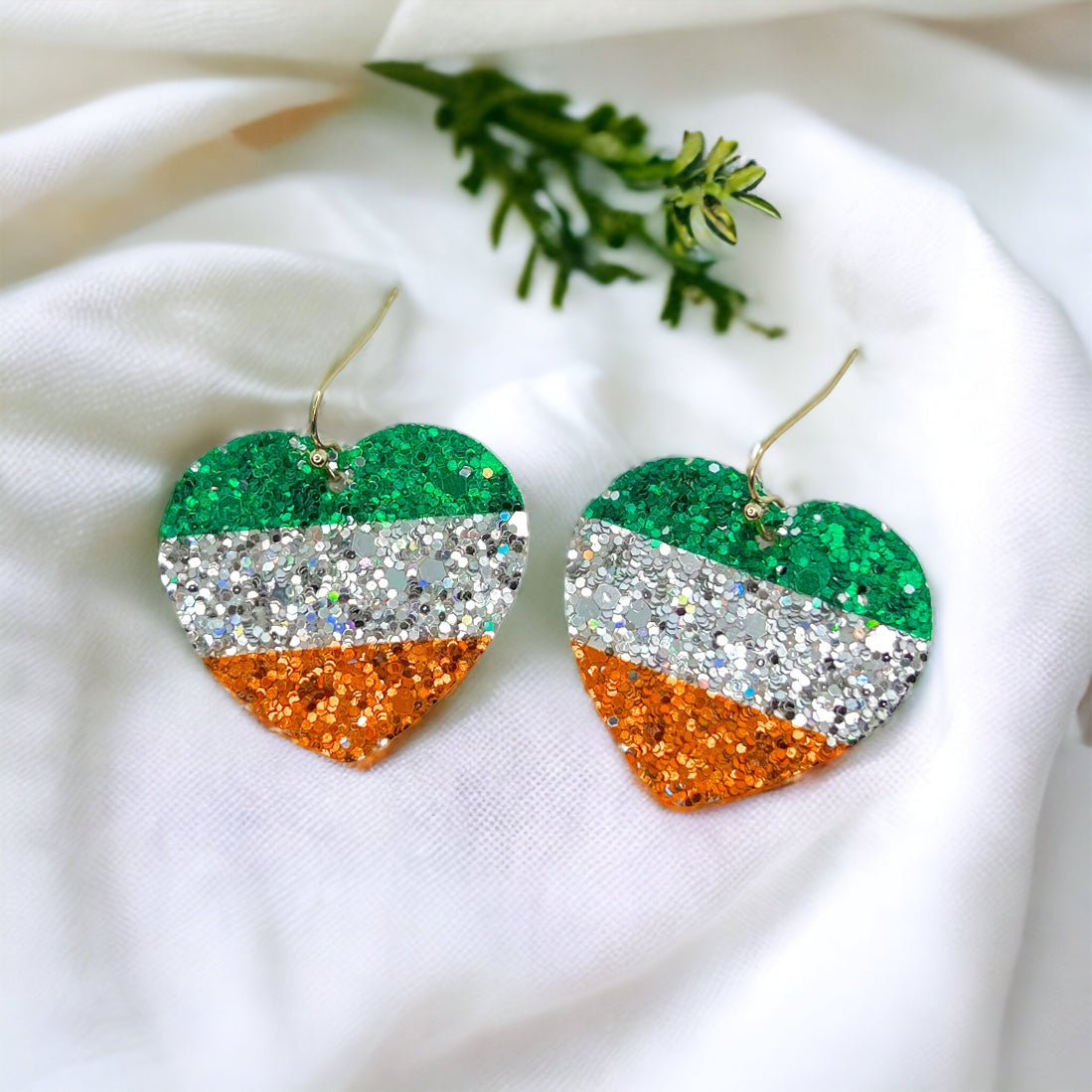 Irish Flag Heart Earrings - Wear Your Heritage with Flair! 🍀 - Rhythms of Grace Creative