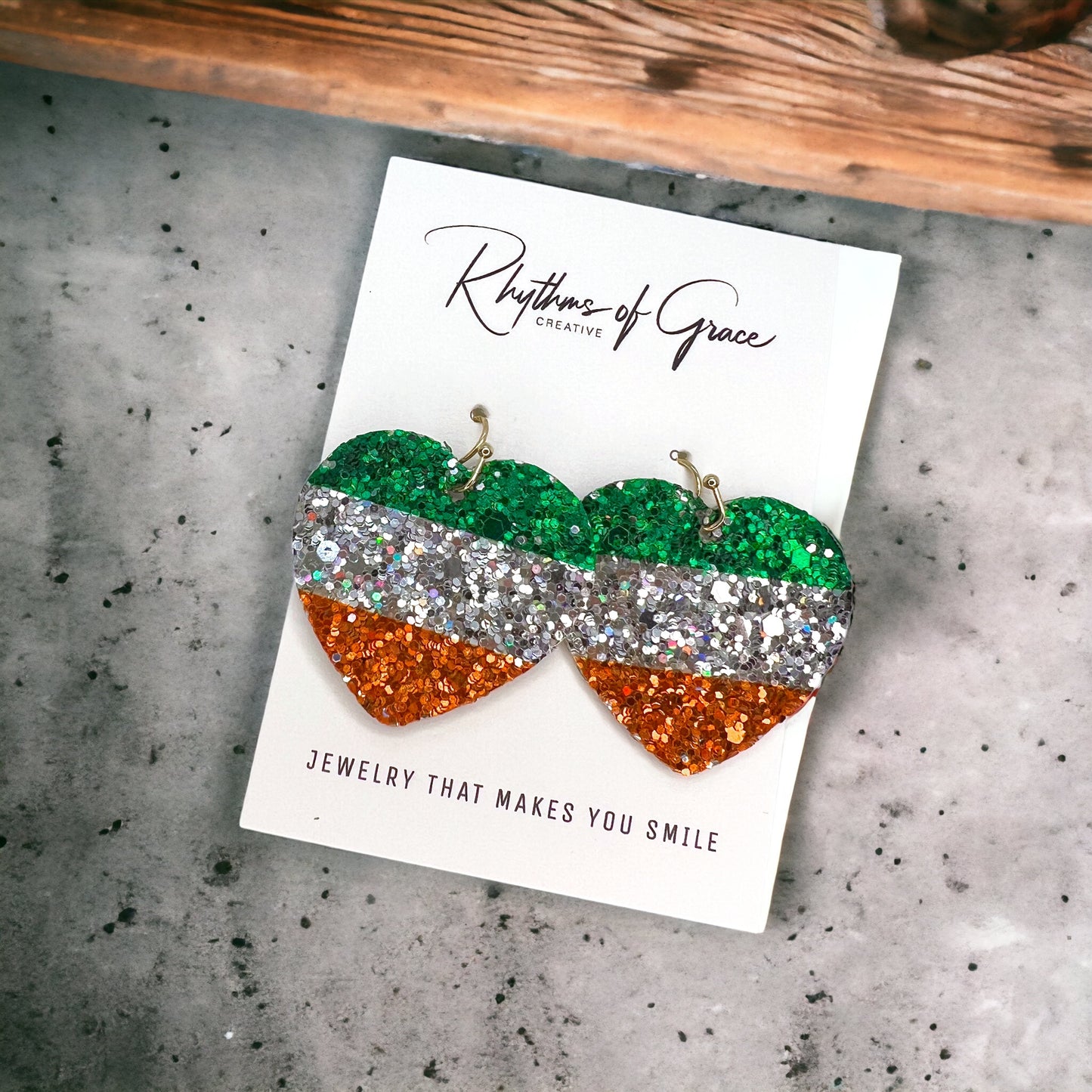 Irish Flag Heart Earrings - Wear Your Heritage with Flair! 🍀 - Rhythms of Grace Creative