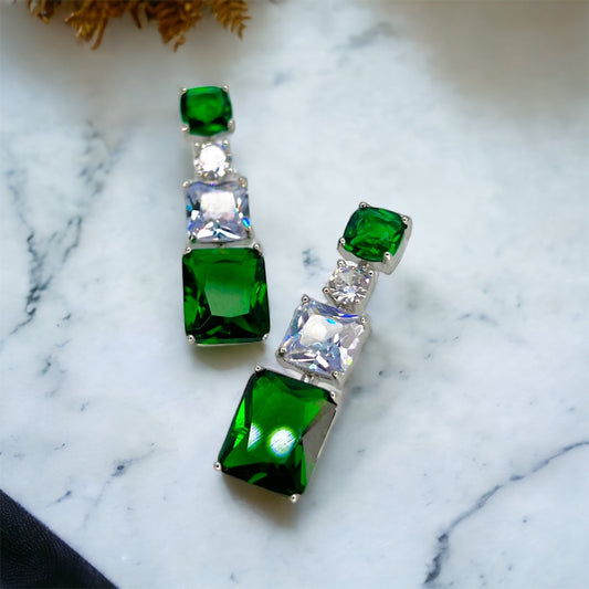 Green Rhinestone Earrings - Four Leaf Clover, Green Earrings, Saint Patrick's Day, Green Rhinestone Earrings, Lucky Earrings, St. Patrick's Day
