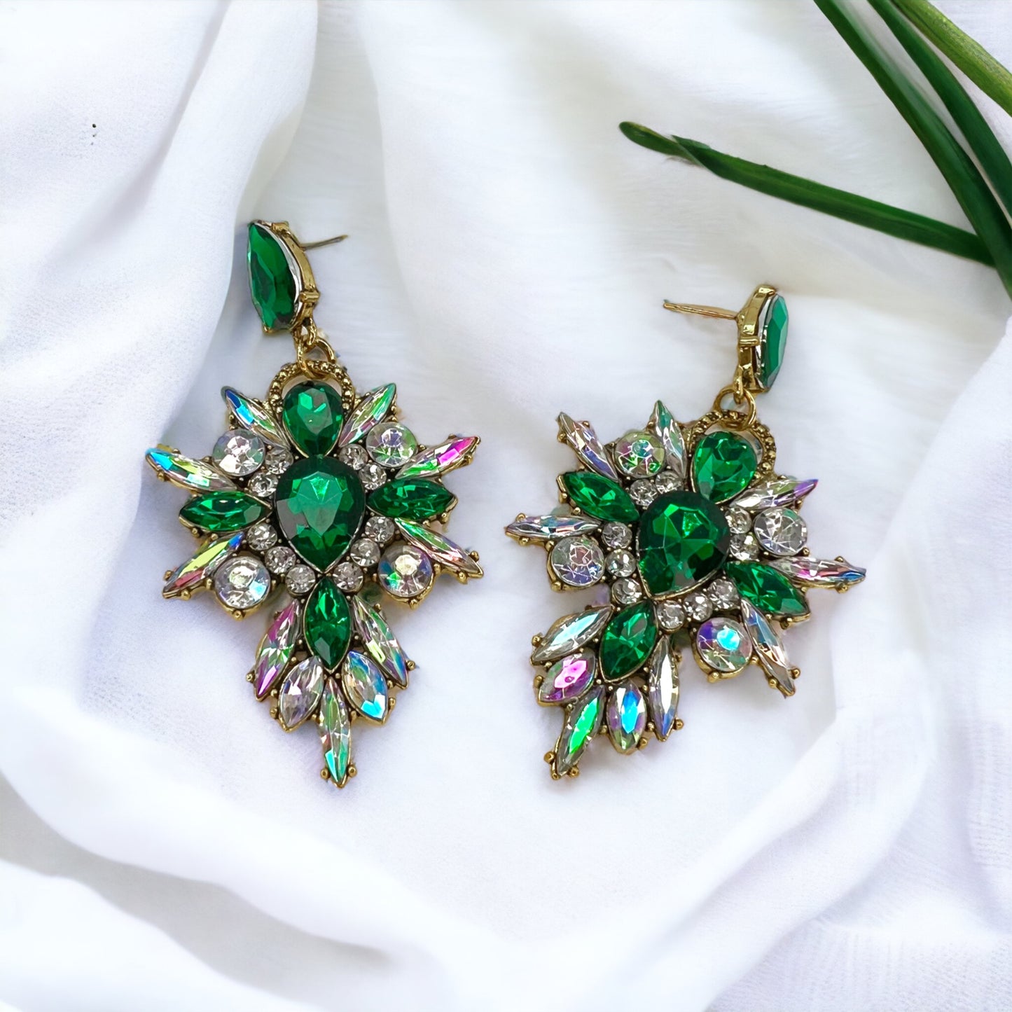 Luck & Glam: Dazzling Green Rhinestone Dangle Earrings! - Rhythms of Grace Creative
