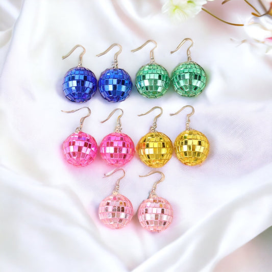 Colorful Disco Ball Earrings - Ball Drop, Disco Ball, Bachelorette Party, New Year's Eve, NYE Earrings, Disco Party