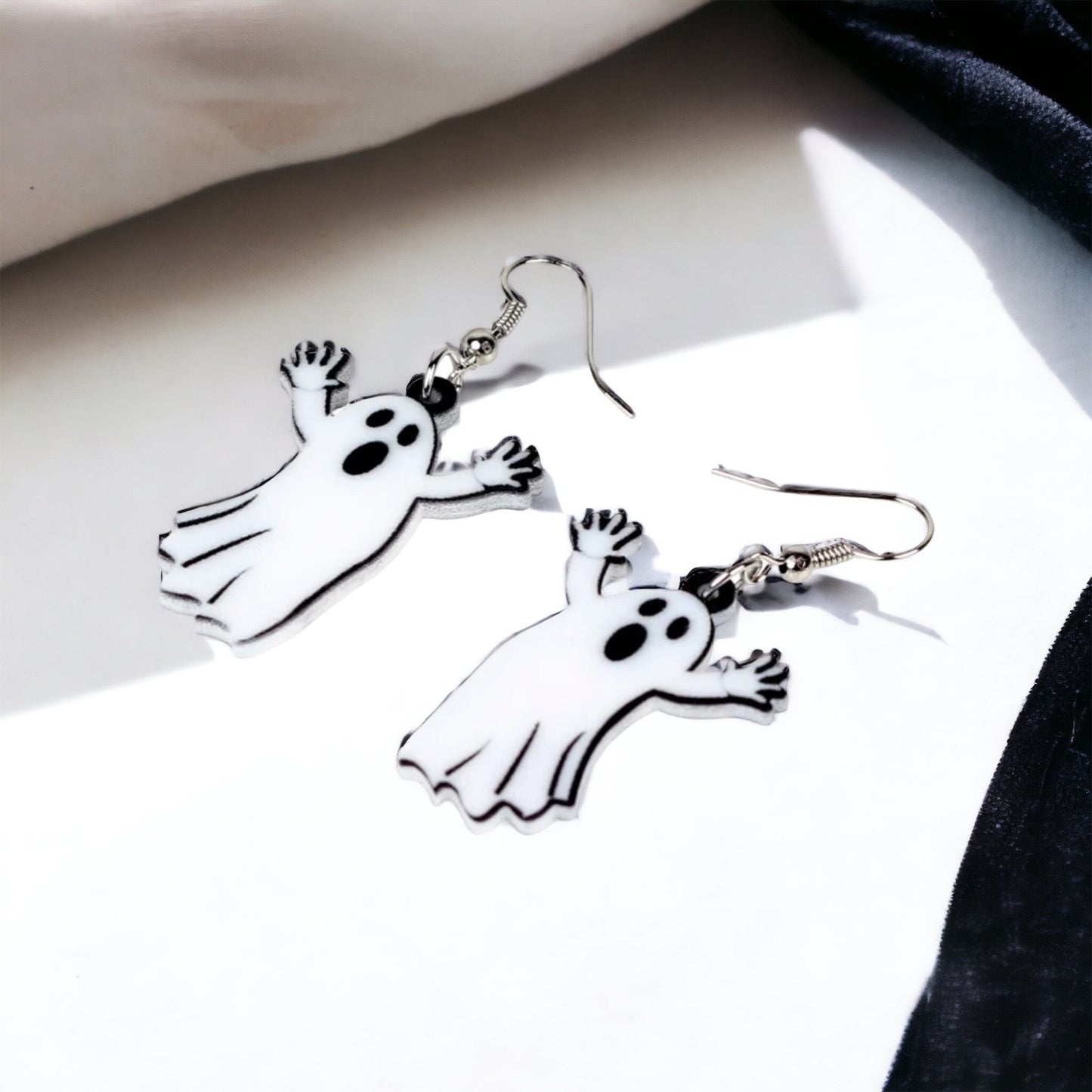 Ghost Earrings - Halloween Earrings, Ghost Jewelry, Halloween Jewelry, Halloween Earrings, Ghost Costume, Trick or Treat - Rhythms of Grace Creative