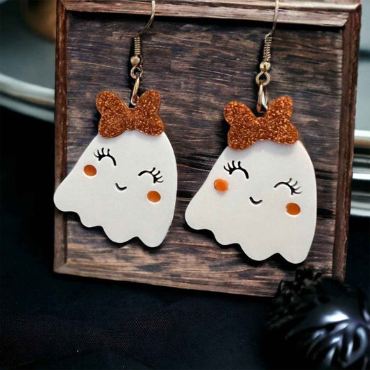 Halloween Ghost Earrings - Halloween Earrings, Ghost Jewelry, Halloween Jewelry, Cute Halloween Earrings, Pumpkin Earrings, Trick or Treat
