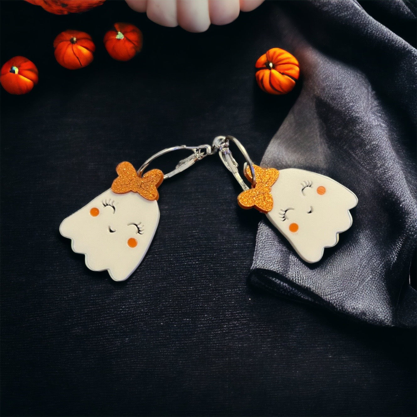Halloween Ghost Earrings - Halloween Earrings, Ghost Jewelry, Halloween Jewelry, Cute Halloween Earrings, Pumpkin Earrings, Trick or Treat