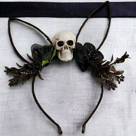 Halloween Headband - Handmade Headpiece, Halloween Headpiece, Skull Bow, Skull Headpiece