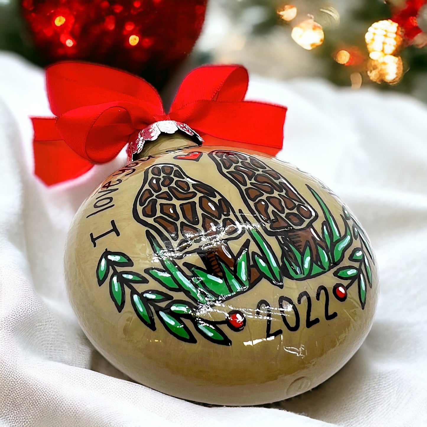 Morel Mushroom Christmas Ornament: "I Love You Morel Every Year"