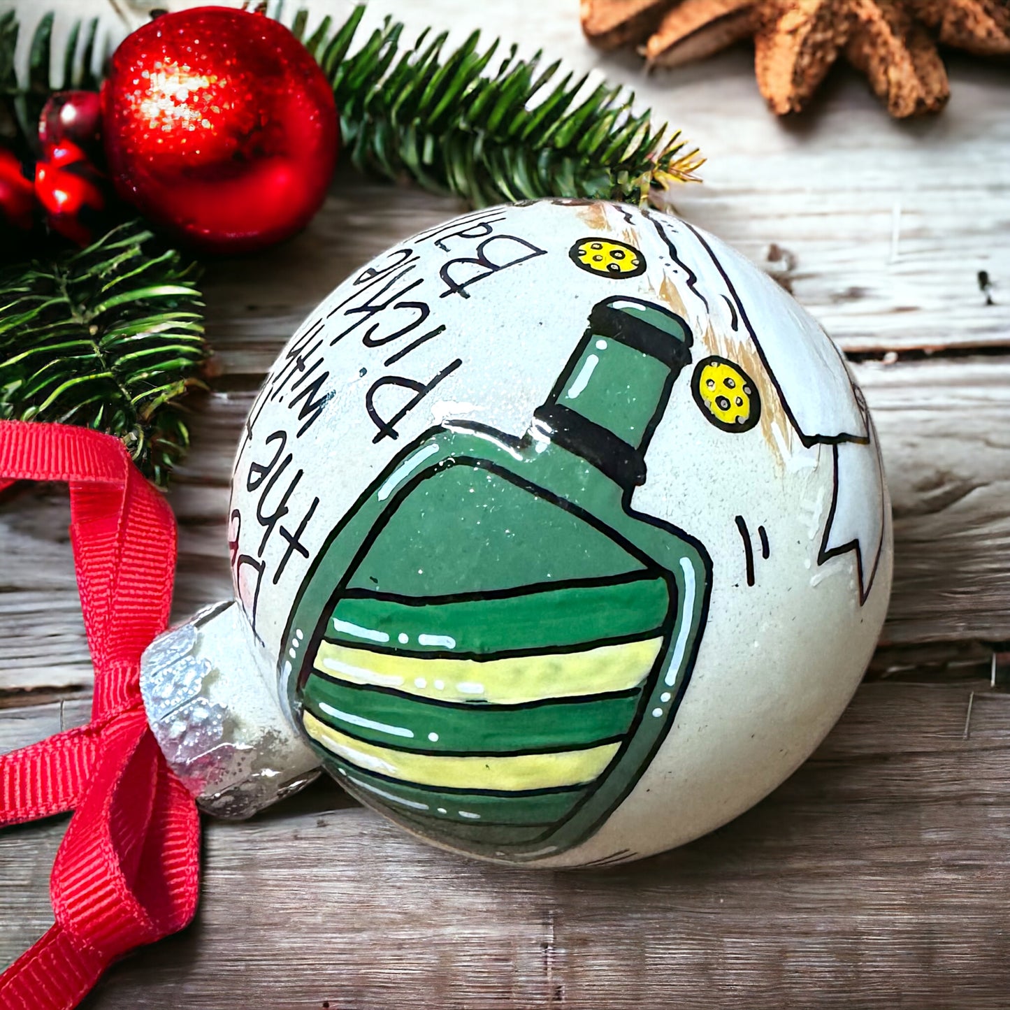 Deck the Halls with Pickle Balls Christmas Ornament - Hand-Painted and Personalized