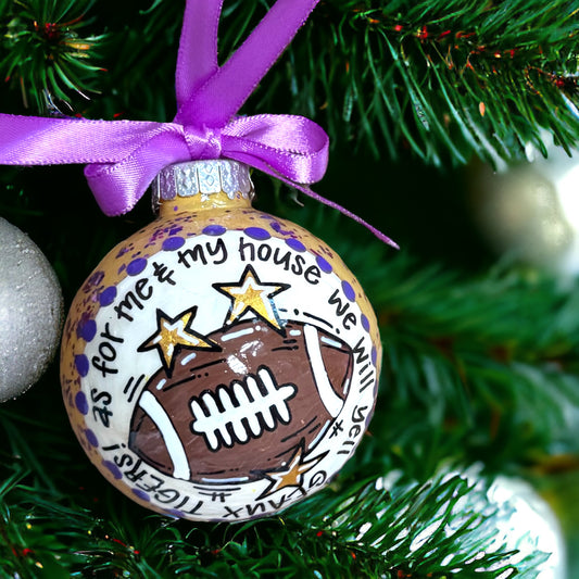 GEAUX BIG or GEAUX Home: Hand-Painted LSU Football Ornament for Tiger Fans!