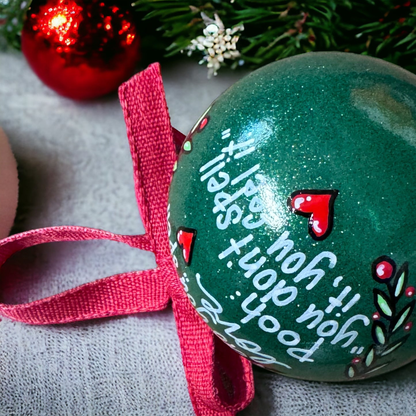 Christmas Ornament: "Piglet: How do you spell love? Pooh: You don't spell it, you feel it."