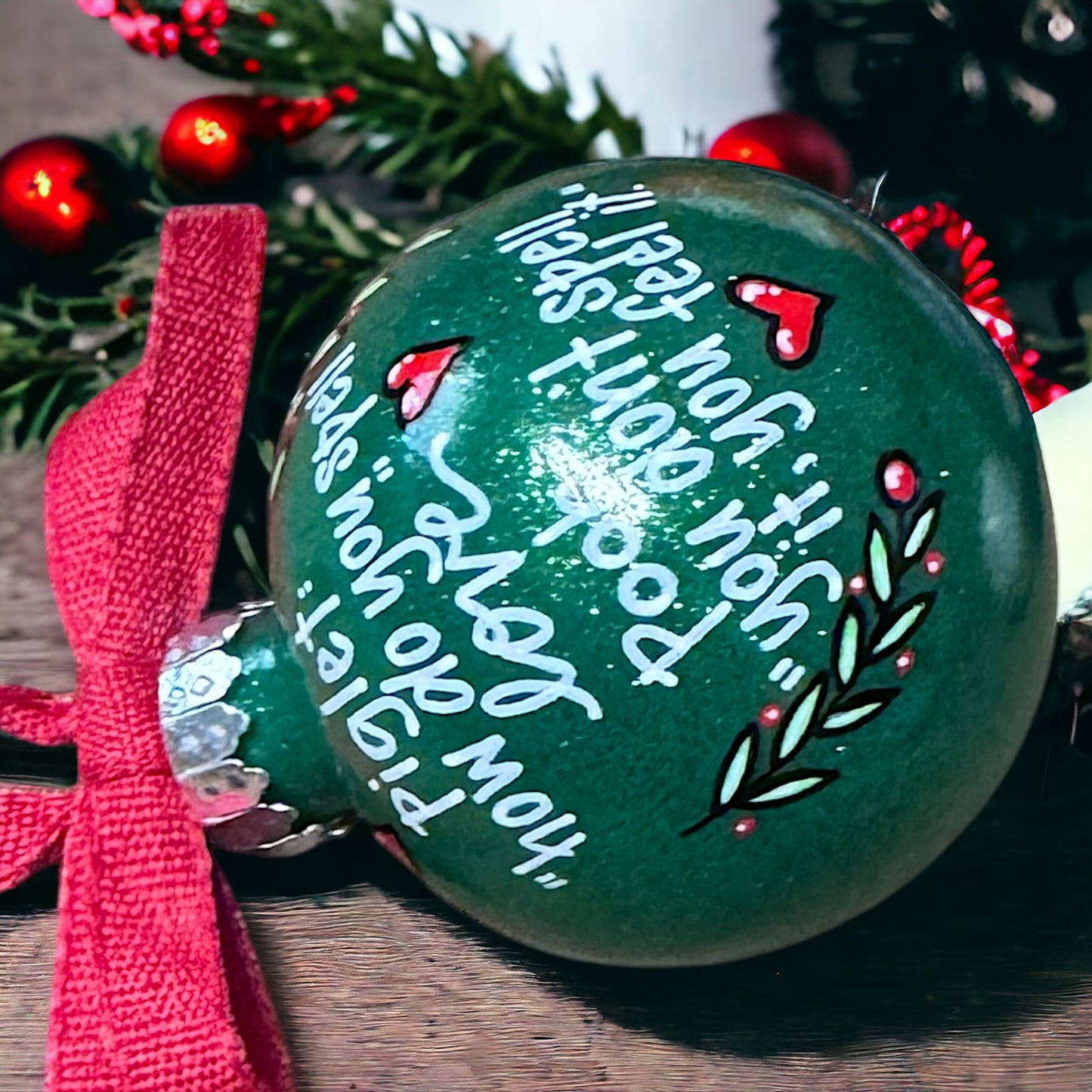 Christmas Ornament: "Piglet: How do you spell love? Pooh: You don't spell it, you feel it."