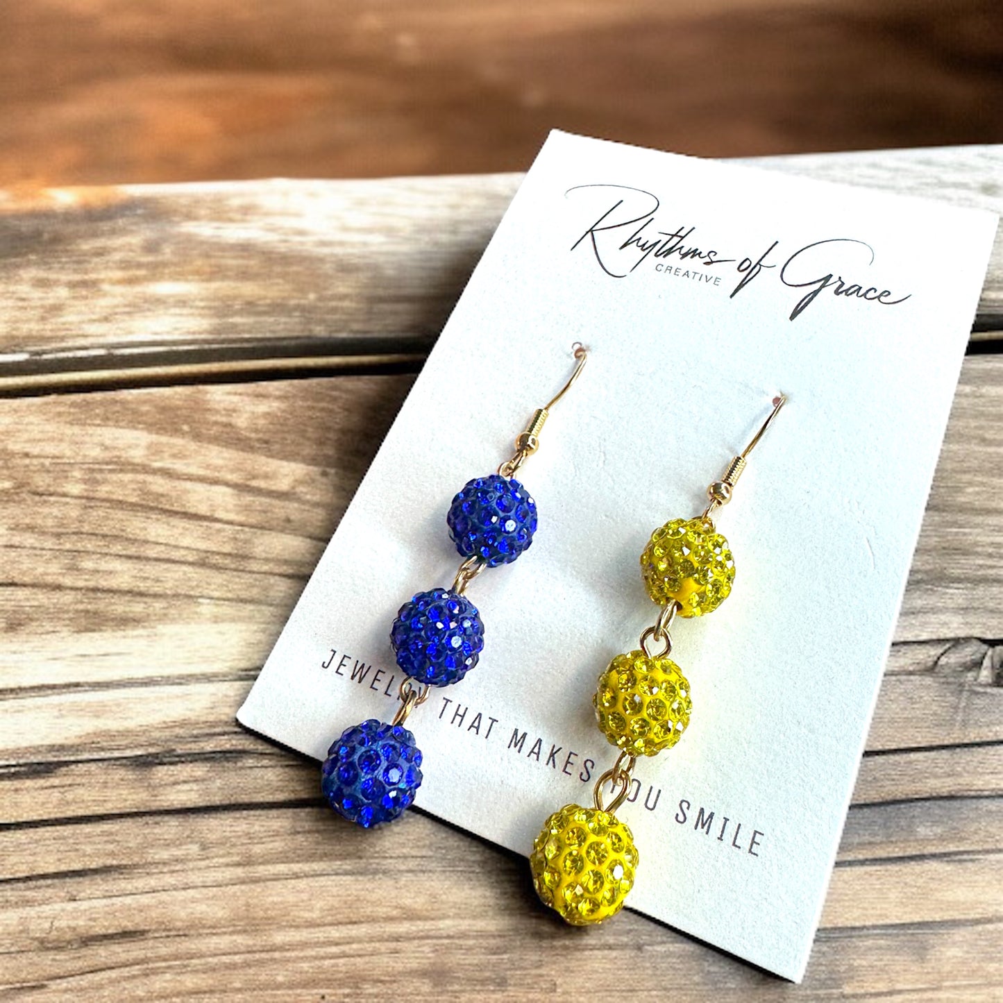 Sparkly Blue & Gold Dangle Earrings – Covington High Inspired – Mismatched Glam! ✨