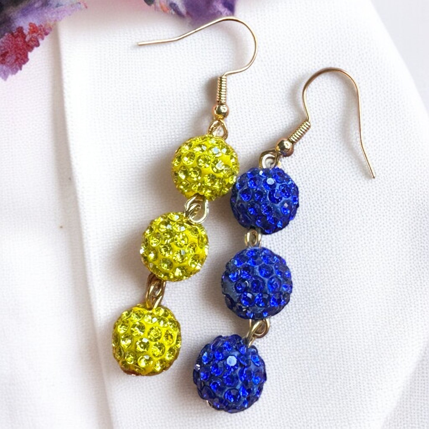 Sparkly Blue & Gold Dangle Earrings – Covington High Inspired – Mismatched Glam! ✨