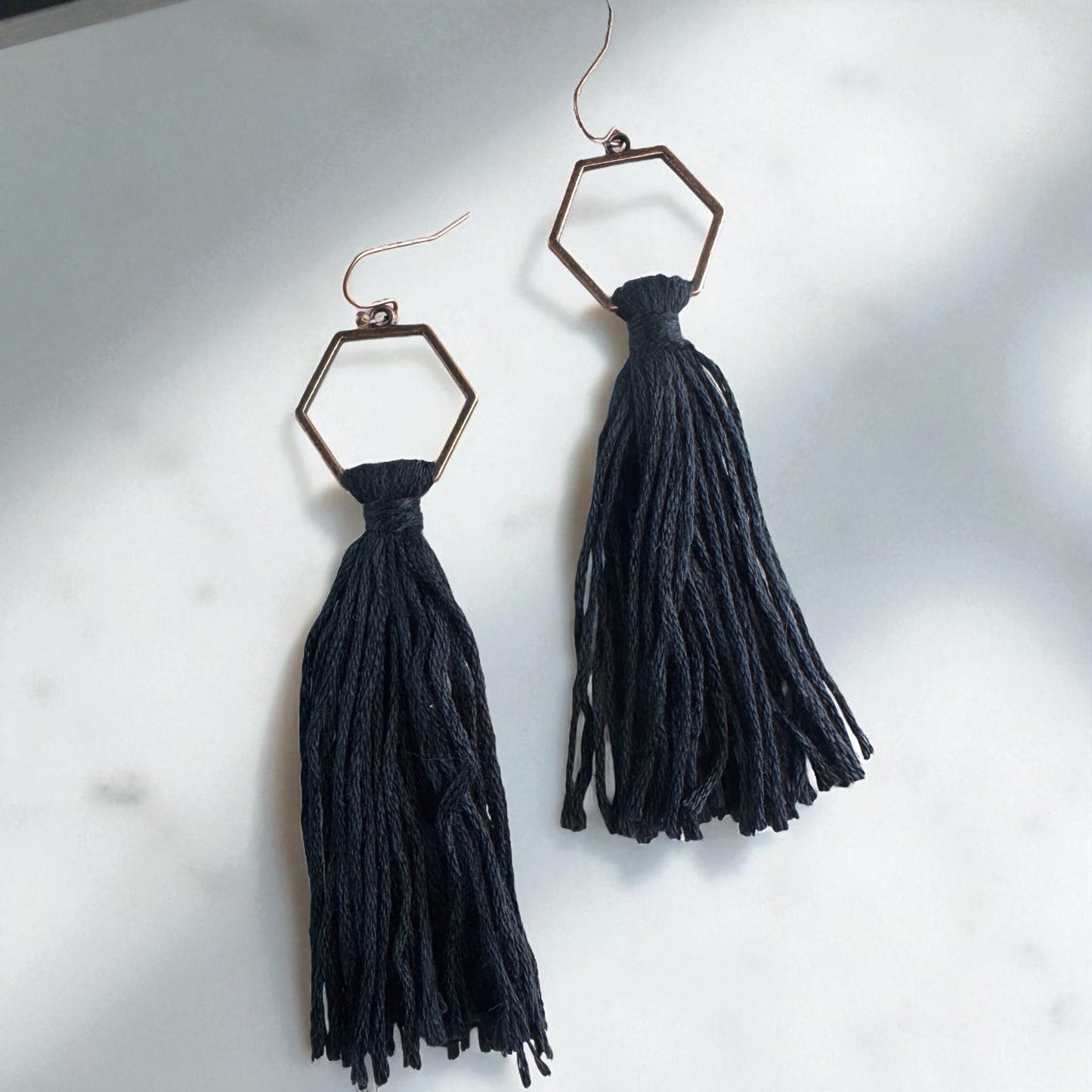 Boho Tassel Dangle Earrings – Sage Green or Black | Western Chic Jewelry