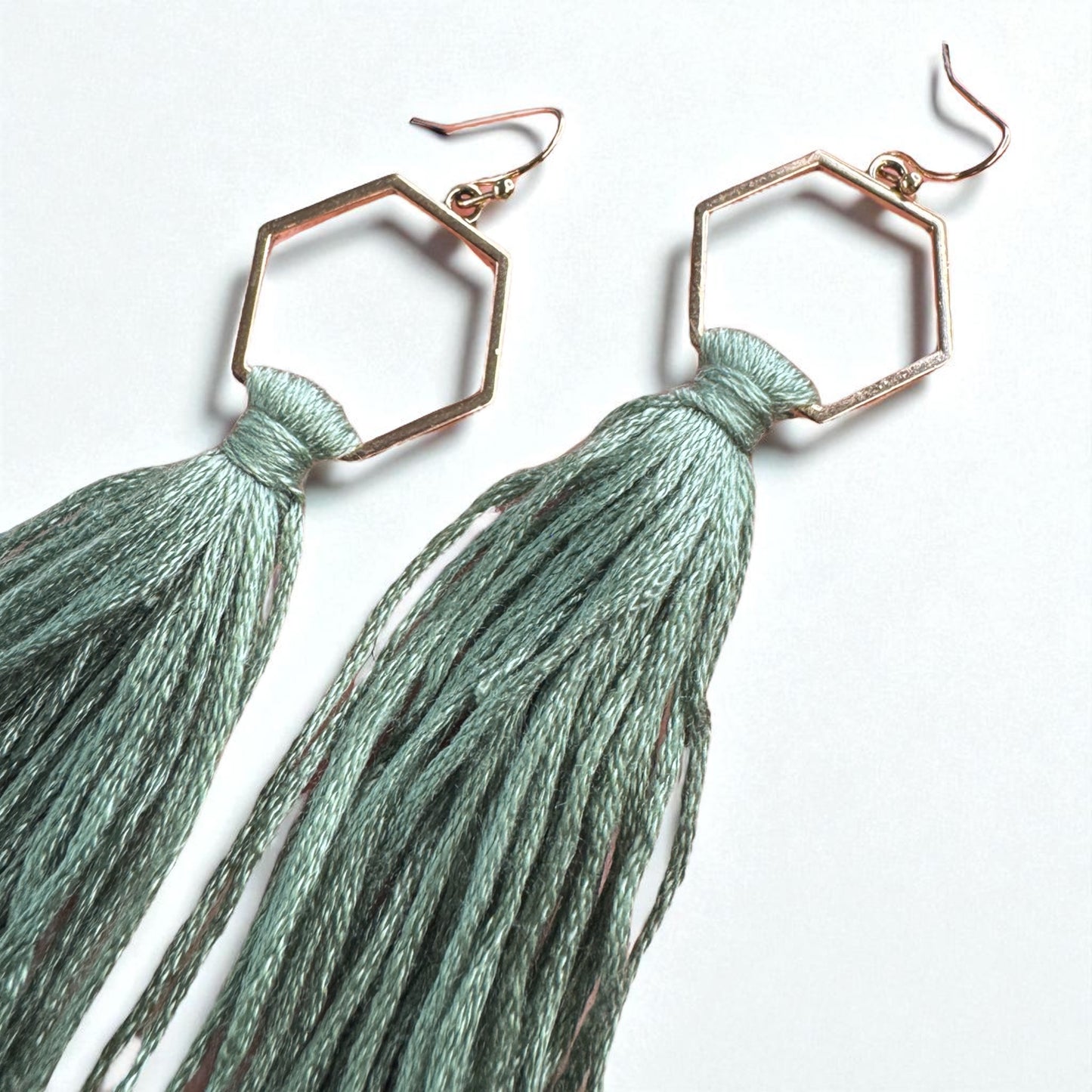 Boho Tassel Dangle Earrings – Sage Green or Black | Western Chic Jewelry