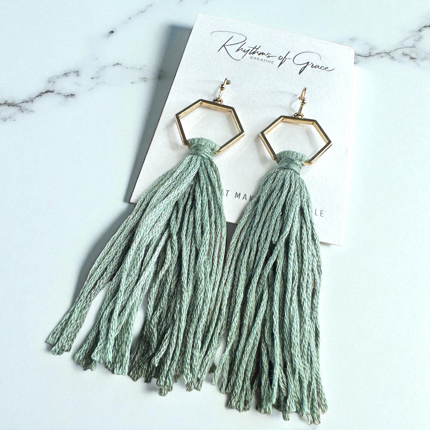 Boho Tassel Dangle Earrings – Sage Green or Black | Western Chic Jewelry