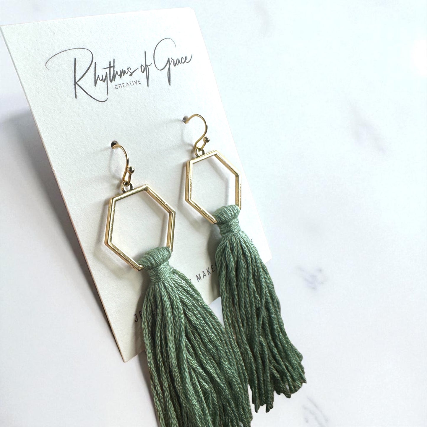 Boho Tassel Dangle Earrings – Sage Green or Black | Western Chic Jewelry