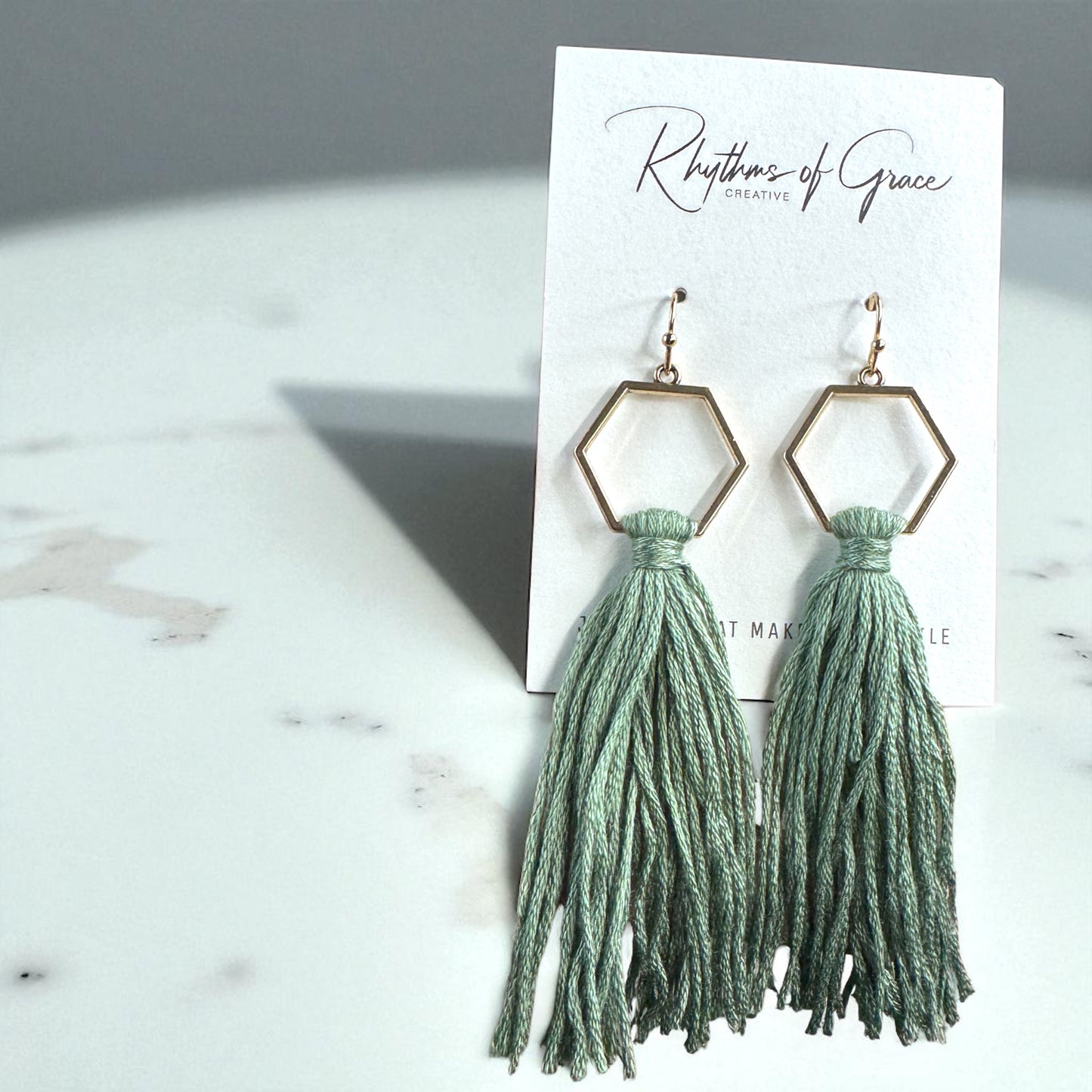 Boho Tassel Dangle Earrings – Sage Green or Black | Western Chic Jewelry