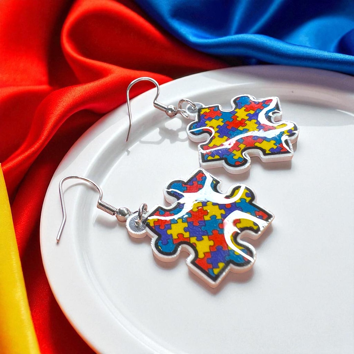 Brighten Your Look with Autism Awareness Puzzle Piece Earrings – Colorful, Meaningful & Lightweight!