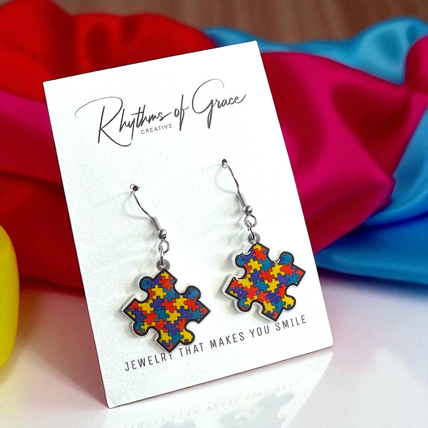 Brighten Your Look with Autism Awareness Puzzle Piece Earrings – Colorful, Meaningful & Lightweight!