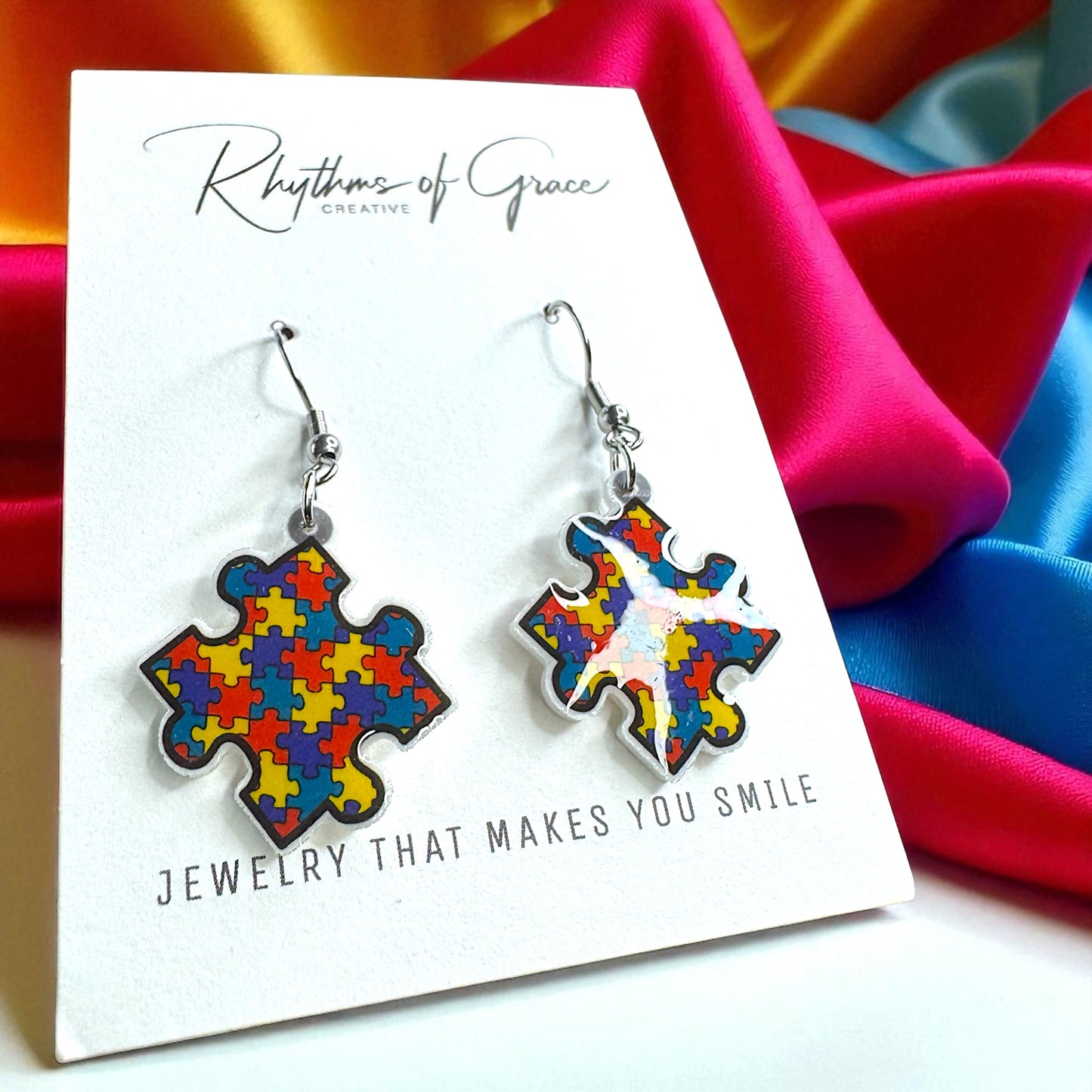 Brighten Your Look with Autism Awareness Puzzle Piece Earrings – Colorful, Meaningful & Lightweight!