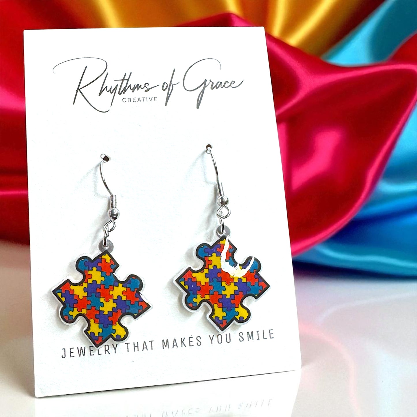 Brighten Your Look with Autism Awareness Puzzle Piece Earrings – Colorful, Meaningful & Lightweight!
