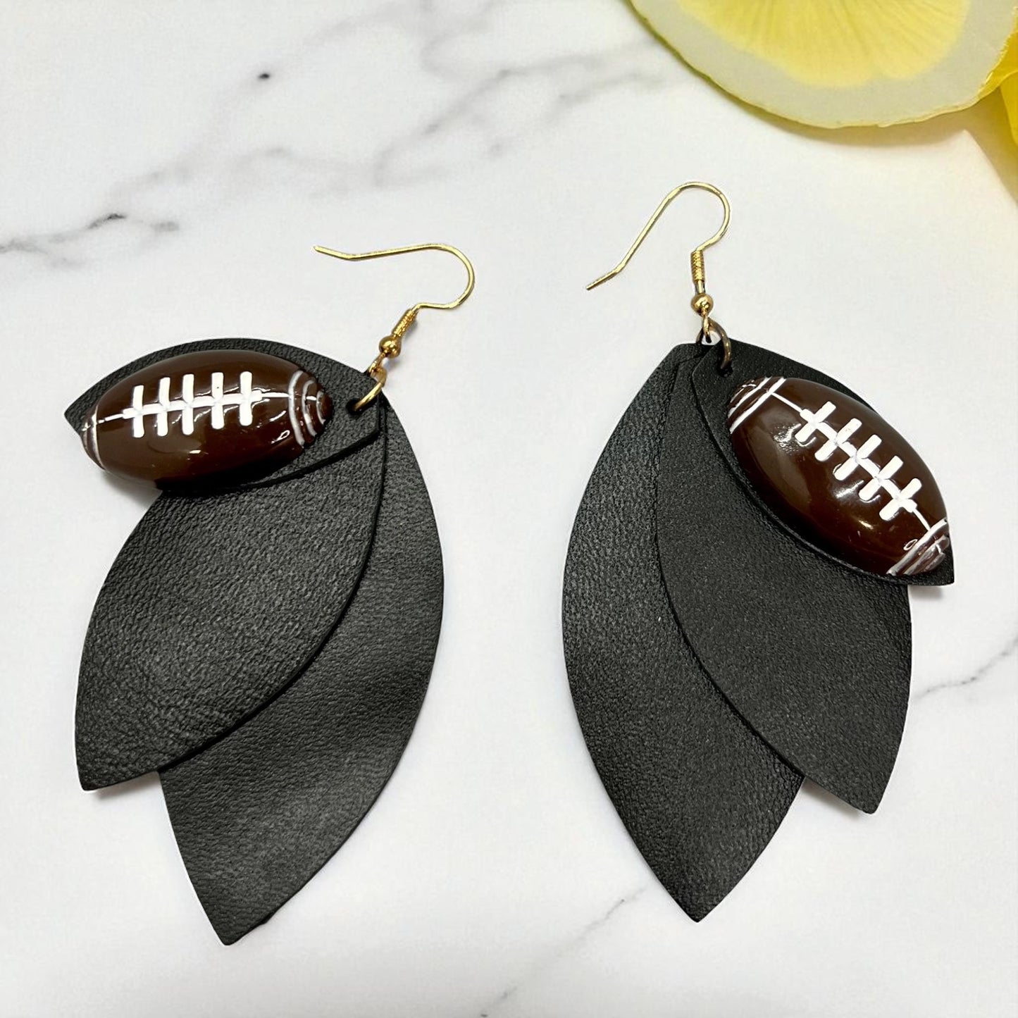 Friday Night Lights + Dance Vibes: Black Layered Football Charm Earrings