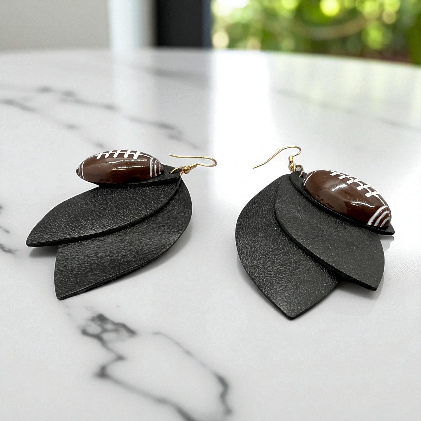 Friday Night Lights + Dance Vibes: Black Layered Football Charm Earrings