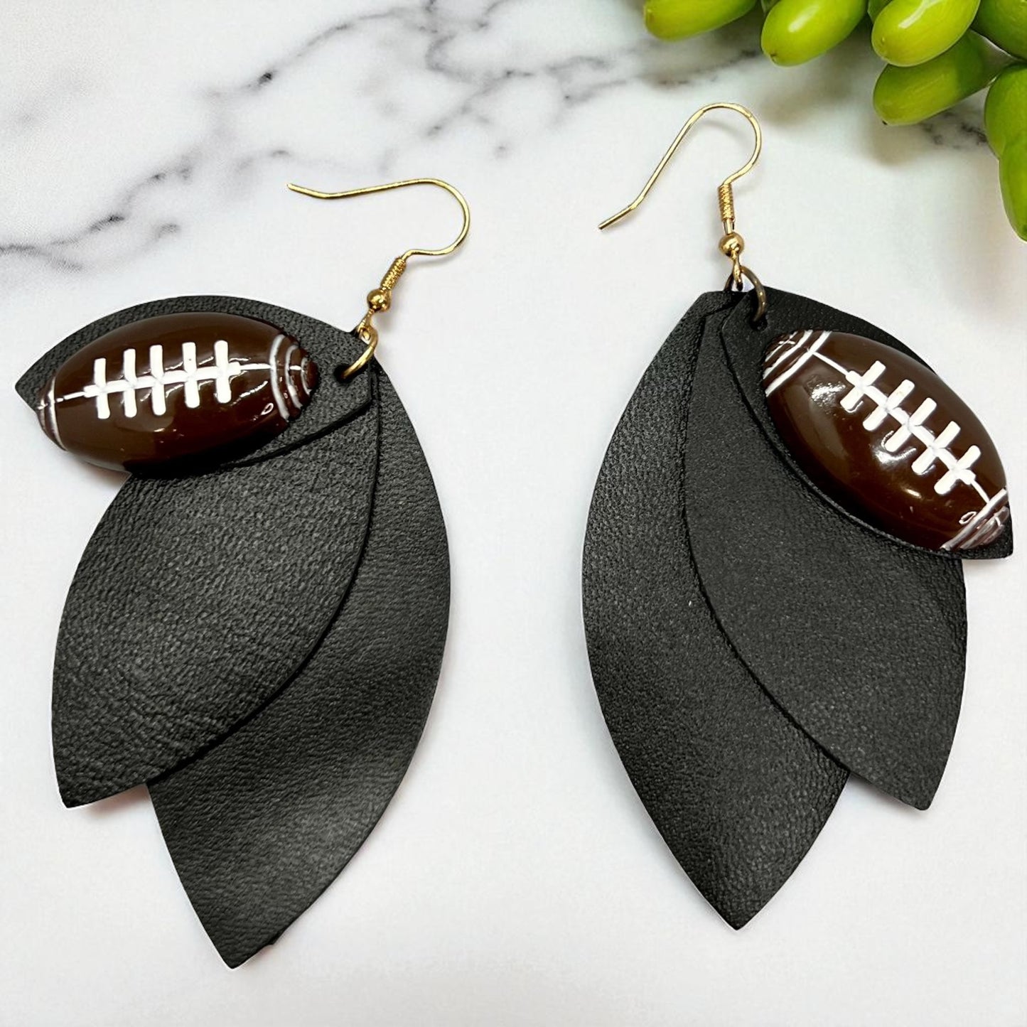 Friday Night Lights + Dance Vibes: Black Layered Football Charm Earrings