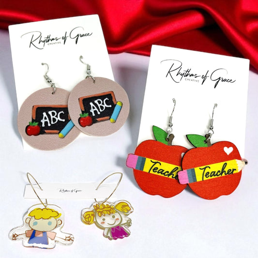 Teacher ABC's Earrings: Celebrate Educators in Style! 🍏 - Rhythms of Grace Creative