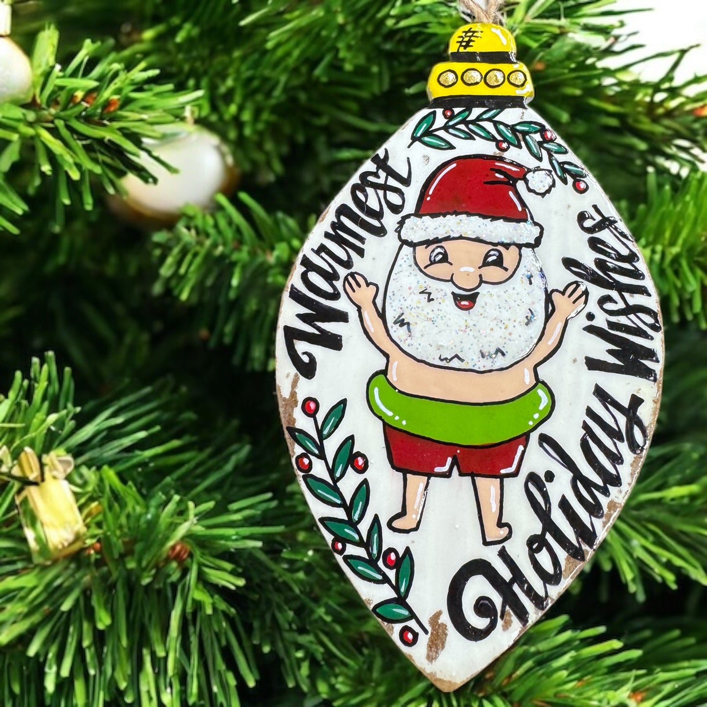 Warmest Holiday Wishes Ornament – Santa’s On Vacation! 🎅🌴