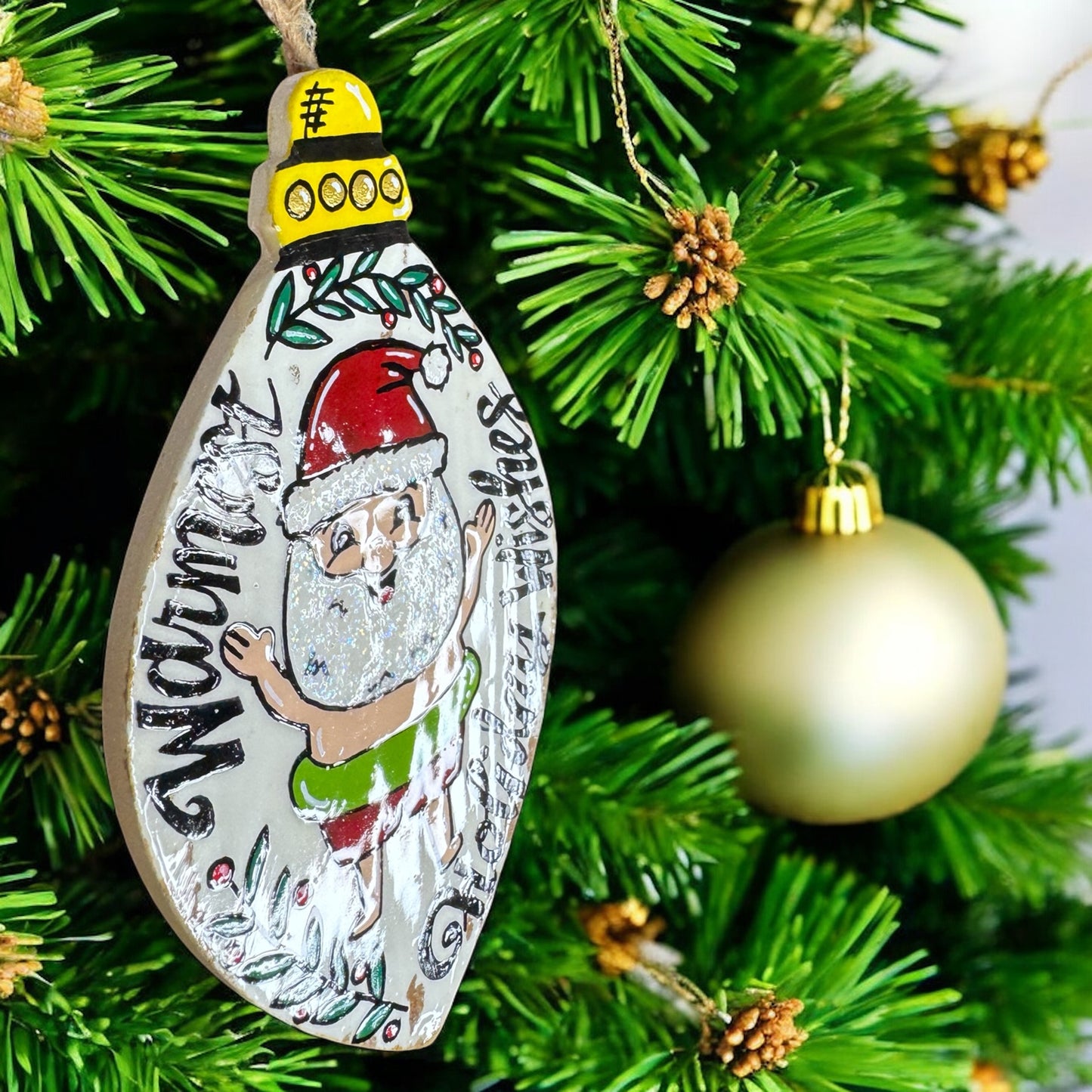 Warmest Holiday Wishes Ornament – Santa’s On Vacation! 🎅🌴